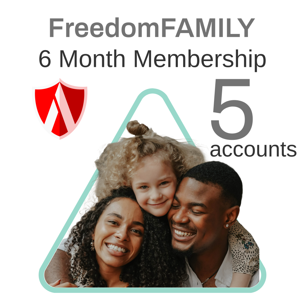 FreedomFAMILY Membership - Monthly, Semiannual or Annual Billing (includes 3 accounts - add more for $3 per month per additional account)